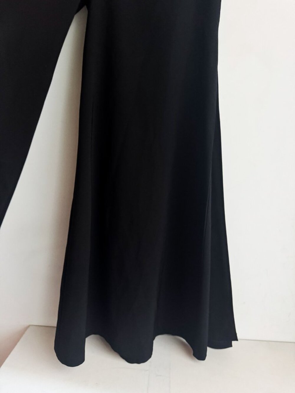Vintage 90s BEBE Made in France Low Rise Palazzo Pants w Side Slits Black S - Picture 6 of 10